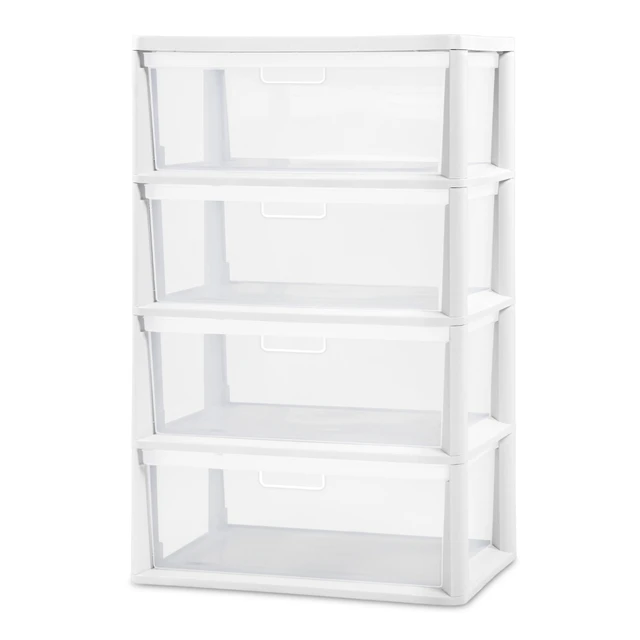 Wholesale Sterilite 3-Drawer Box - White, 8 1/2 WHITE FRAME W/CLEAR DRAWERS