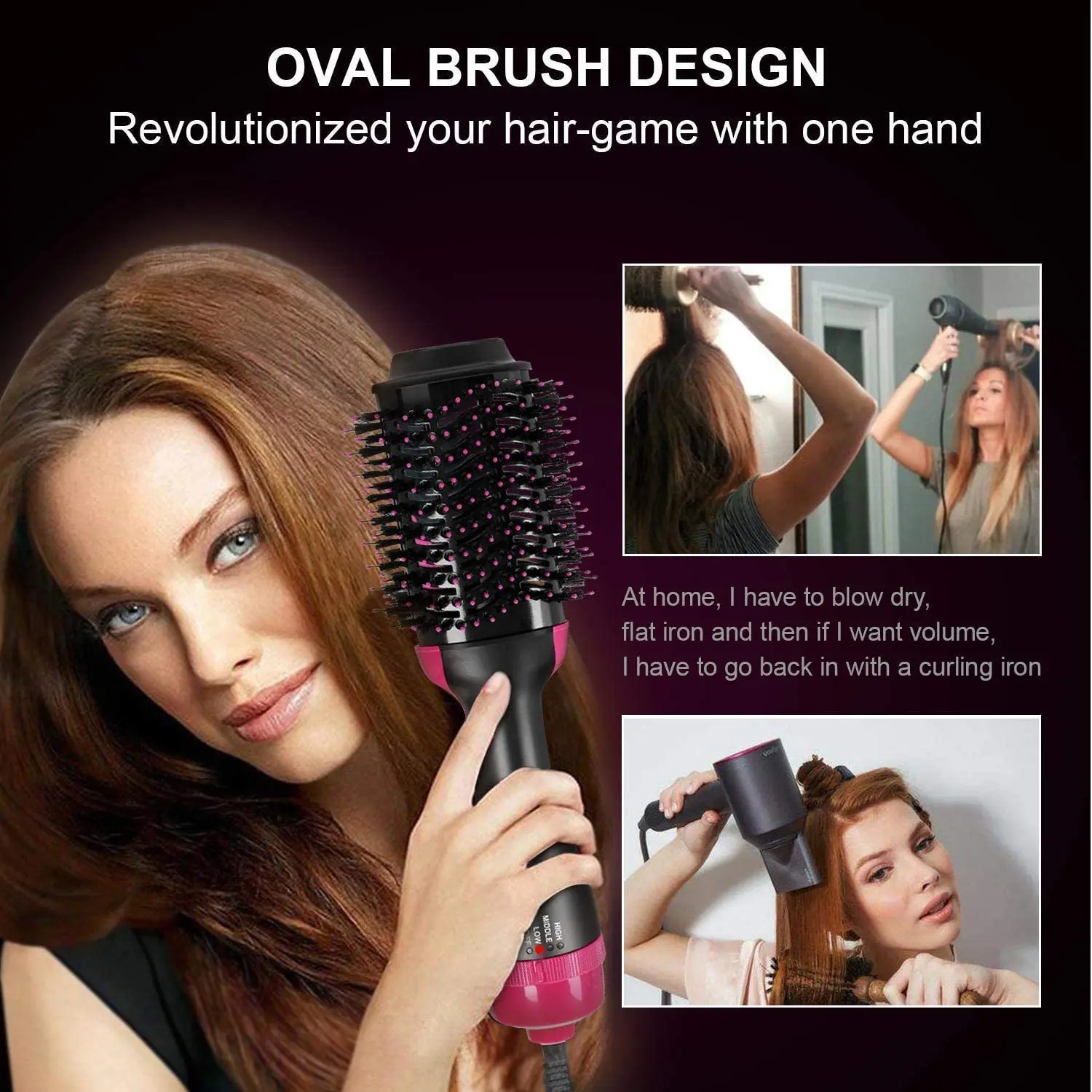 One Step Hair Dryer and Volumizer Round Hot Air Brush in Anti