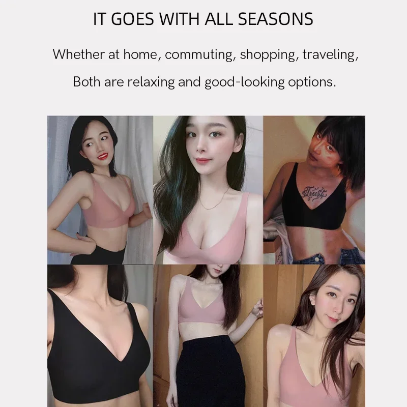 SUJIIN Bra and Panty Sets for Women Wireless Seamless Underwear Push Up Bras Invisibles Briefs Breathable Underpants MX181+N156