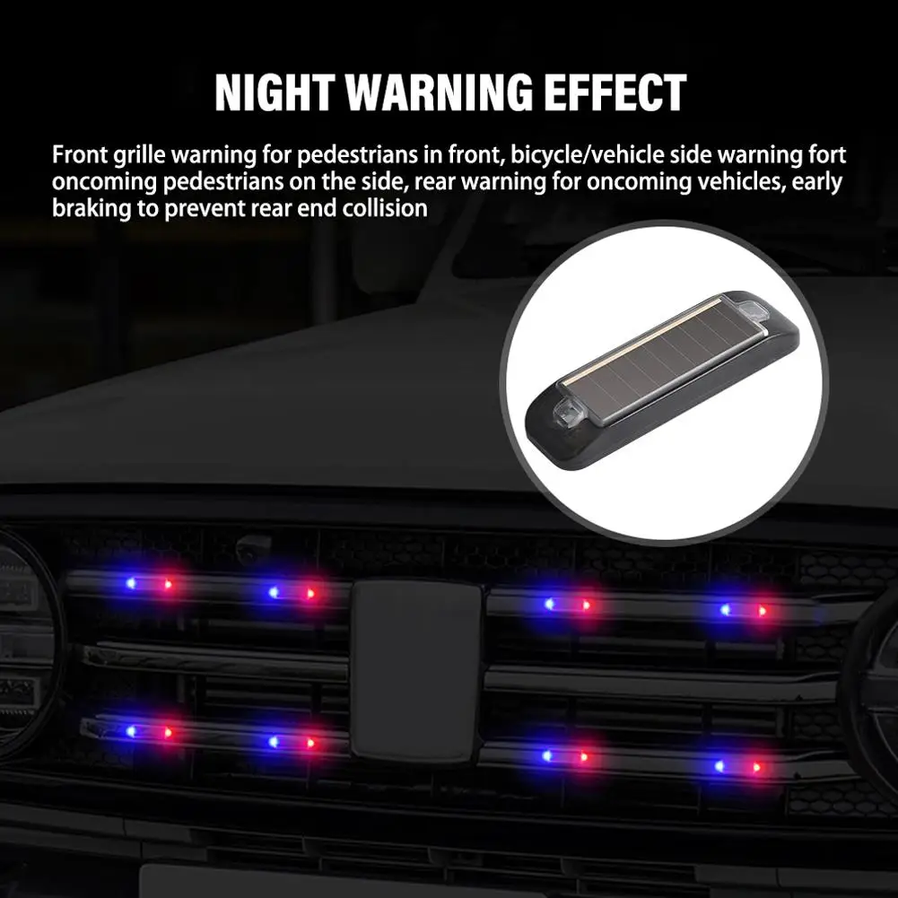 

Car Solar LED Mini Warning Light Night Ride For Motorcycle Electric Vehicle Bicycle Tail Light Car Flashing Lights Anti-rea J5K0