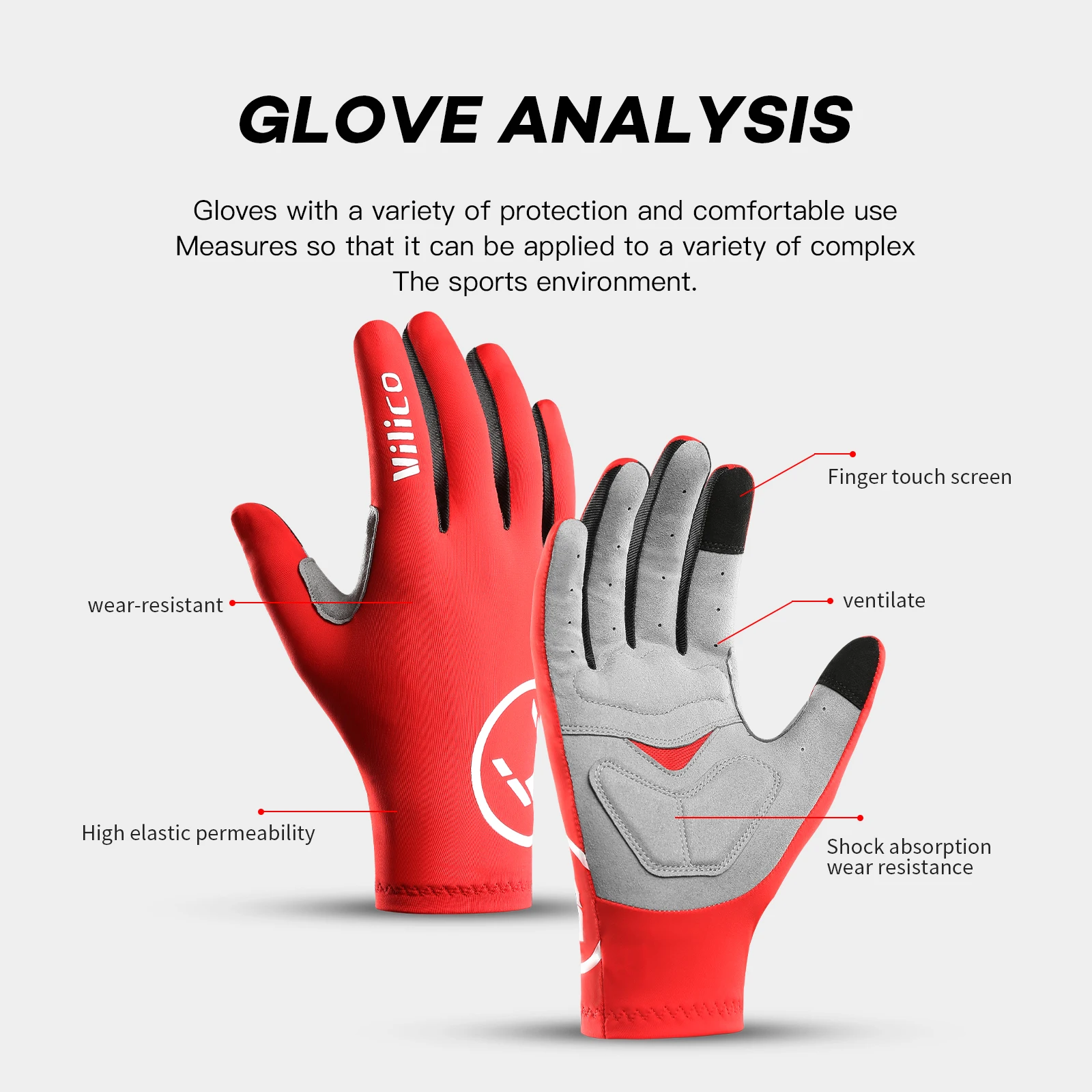 Vilico Professional Outdoor Cycling Gloves Sensitive Touch Screen Shock Absorption Anti Slip Wear-resistant Cycling Gloves 5