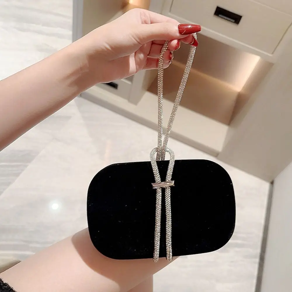 

Gold Bright Silk Evening Bag Fashion Rhinestone Decorative Chain Banquet Clutch Purse Wedding Party