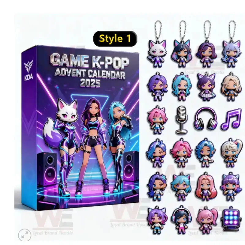 Calendrier De L’Avent 2025 De-Demon Hunters – 24 Porte-clés 2D Kpop (Huntrix, Rumi…), Figurines Collection, Cadeau Noël Enfant