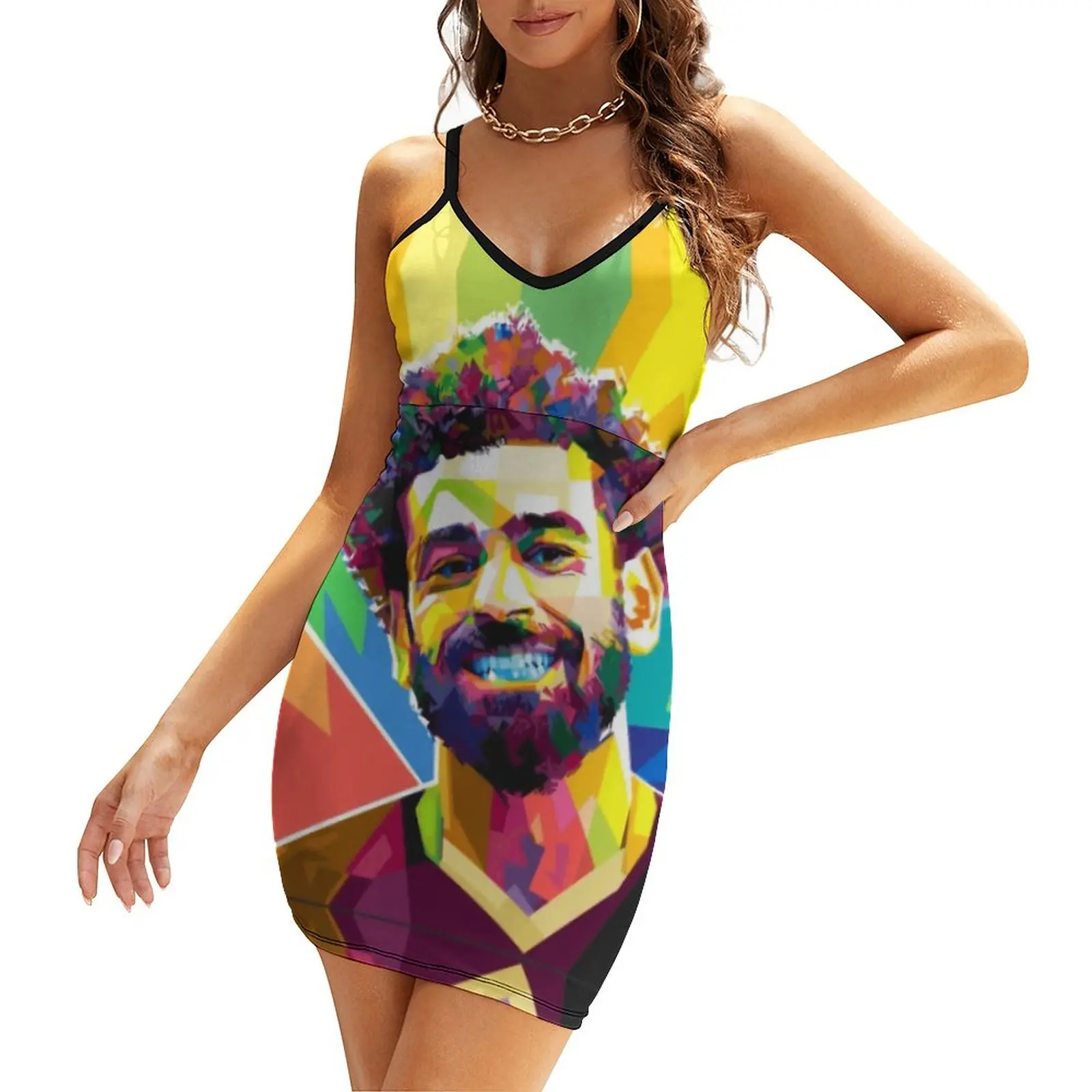 

Sexy Egypt Mohamedss And Salahss 3 Women's Sling Dress Funny Novelty Vacations Woman's Gown Dresses Novelty