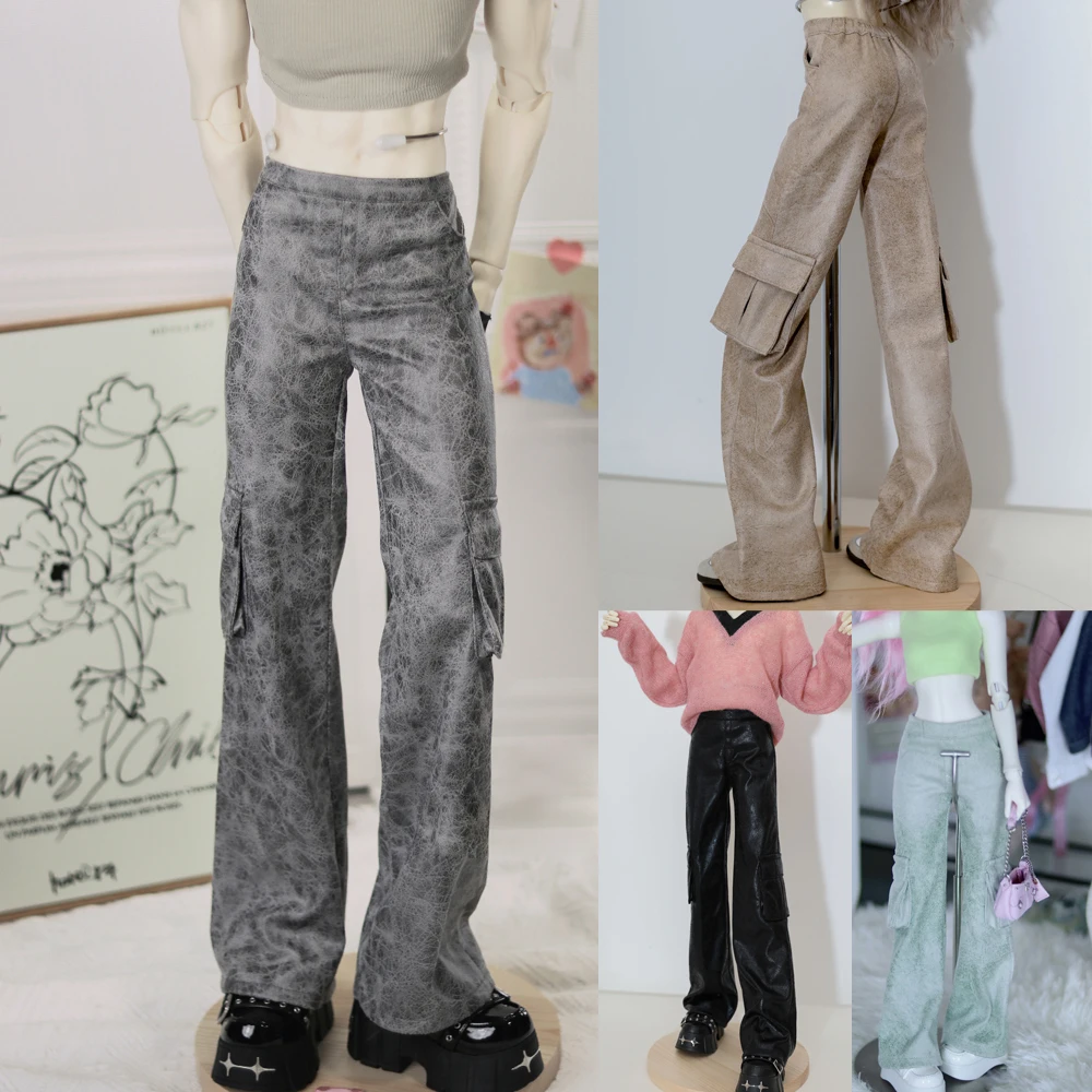 

D09-P077 children handmade toy 1/4 1/3 SD10 POPO68 73 uncle ID75 DD/DY doll BJD/SD doll's PU leather workwear wide leg pants