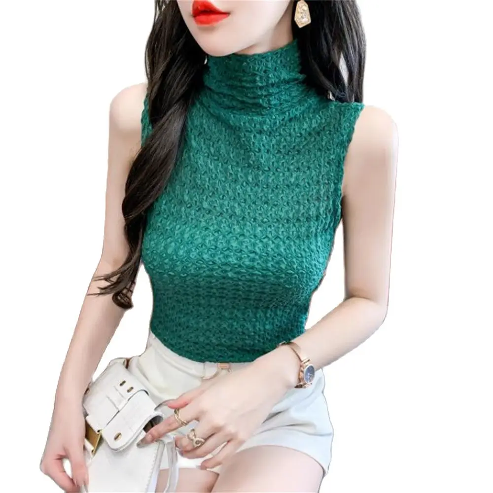 

Women's Hollow Out Lace Bodycon Vest Mesh Sleeveless Vests Slim Waistcoat Hollow Out Tops Thin Clothing Solid Bottoming Shirt