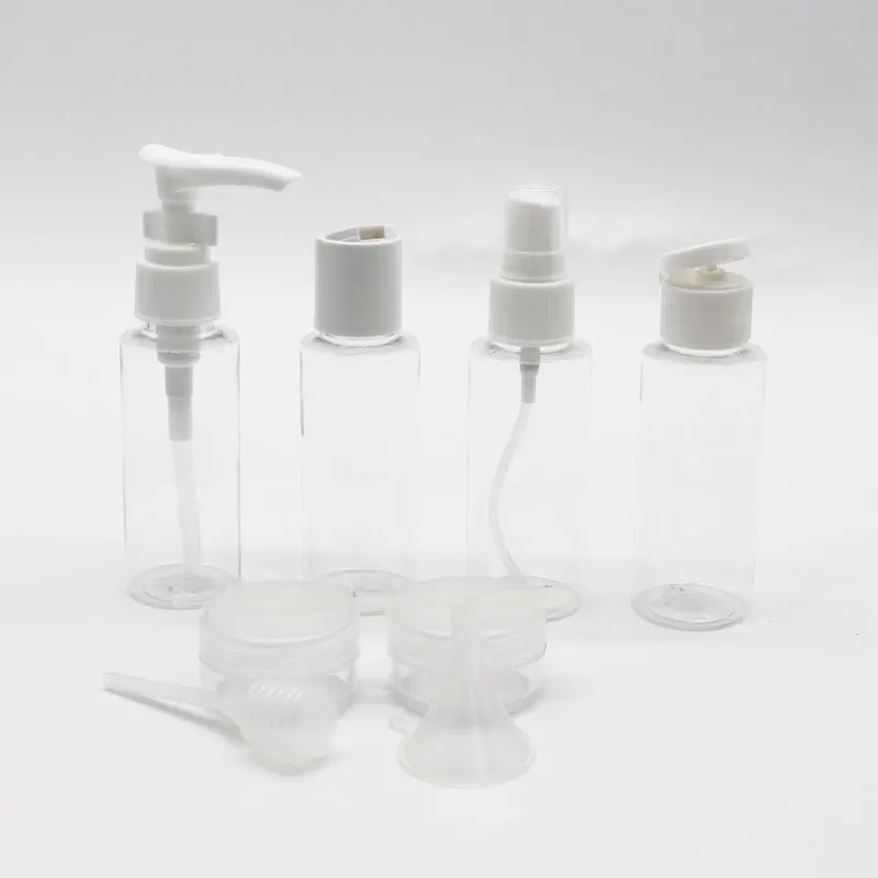 10pc/set Portable Travel Cosmetic Bottle Kit Personal Care Makeup Container Bottles By Plane Spray Lotion Cream Pump Container