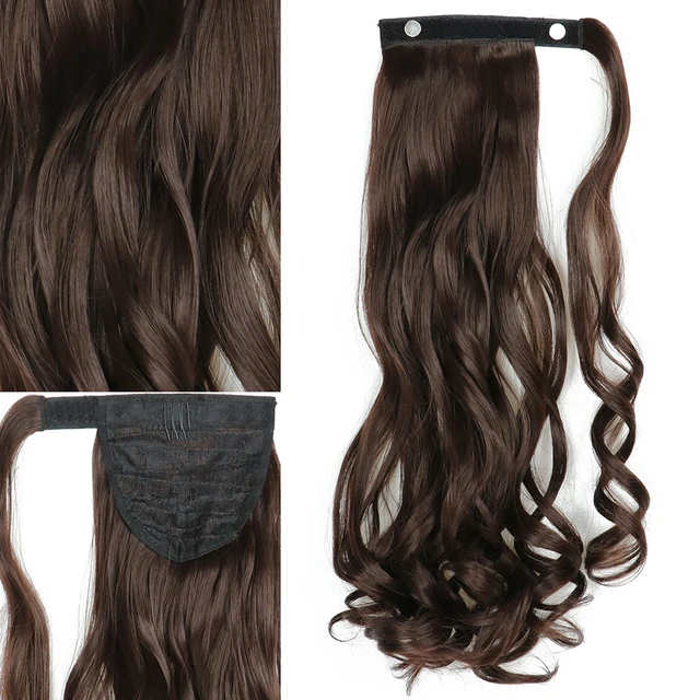 MERISIHAIR Synthetic Long Straight Wrap Around Clip In Ponytail Hair Extension Heat Reistan Pony Tail Fake Hair i88-4