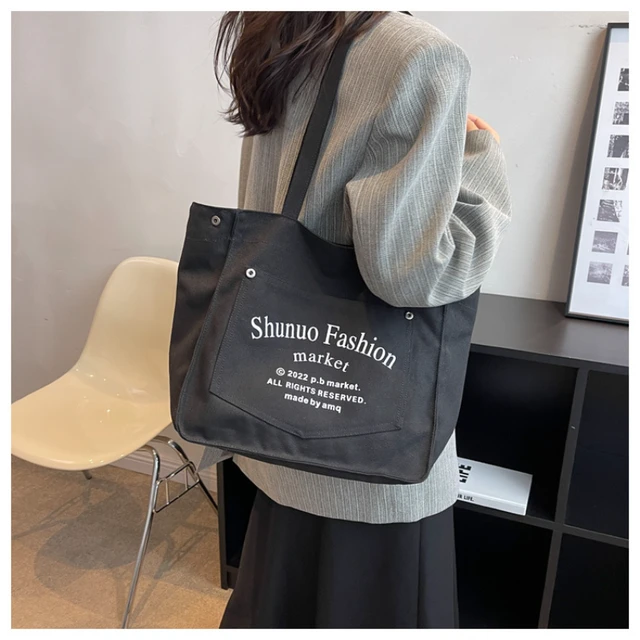 Large Capacity Canvas Shoulder Bag Women Japanese Style Cartoon Anime Print  Tote Bags for Female 2022 Fashion Commute Handbags