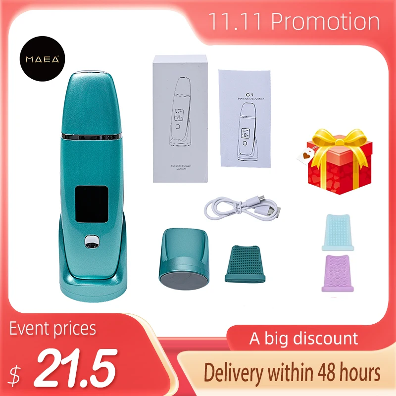 Lesen Ultrasonic Skin Scrubber Lift Machine LCD Digital Deep Face Cleaning Peeling Ultrasound Face Spatula for Blackhead Remover