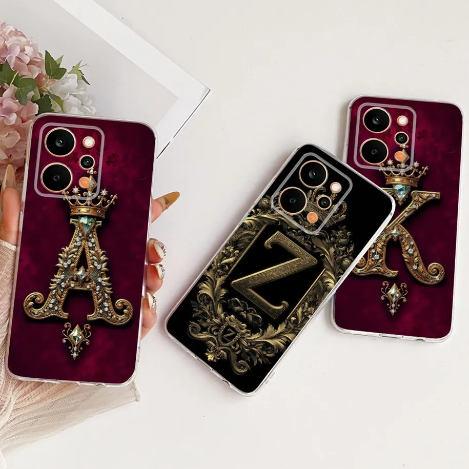 Retro Initial Letters Silicone Phone Case - Soft Protective Cover