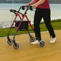 Push Walker for The Elderly, Fall Prevention Trolley for The Elderly, Push and Sit Walking Aid, Foldable Safety Walker 1