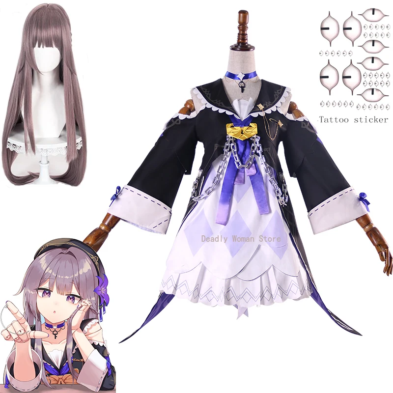 

Herta HonkaI Star Rail Cosplay Costume Wig Tattoo Sticker Hat Anime Game Dress Halloween Party Outfits for Women Girl