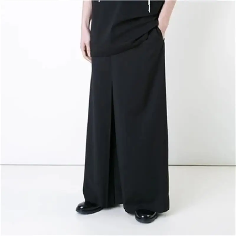 

Men's Wide Leg Pants New European And American Fashion Youth Black Hair Stylist Singer Loose Pants Personality Flared Pants