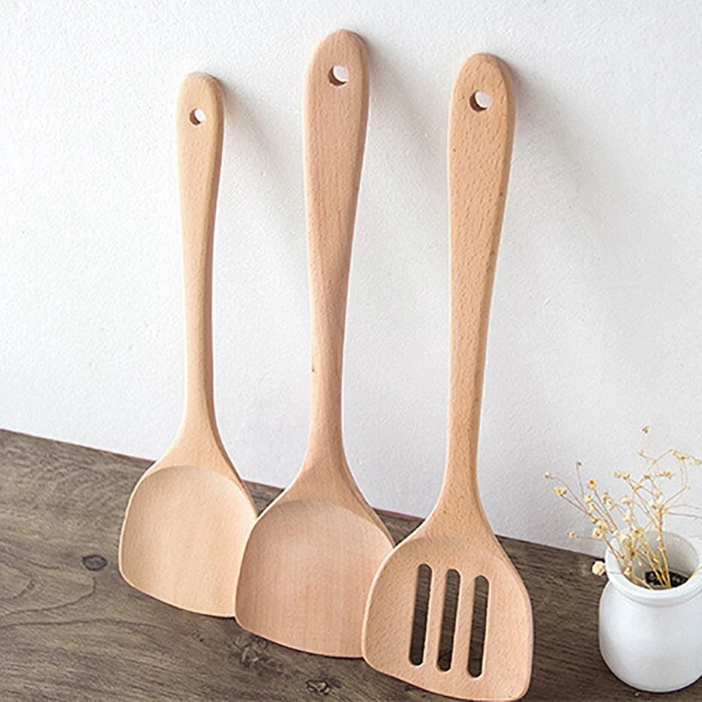 

Non-stick Pan Accessory Frying Wok Shovels Stirring Hanging Shovel Kitchen Utensil Wooden Spatula Turner