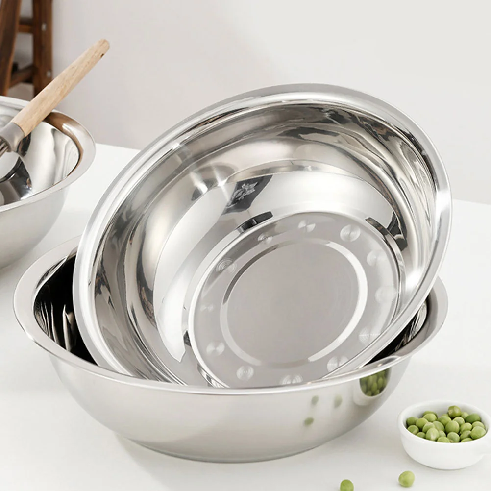 

Stainless Steel Mixing Bowl Metal Salad Bowl Heavy Duty Vegetable Fruit Wash Basin Large Dough Making Basin Food Dinner