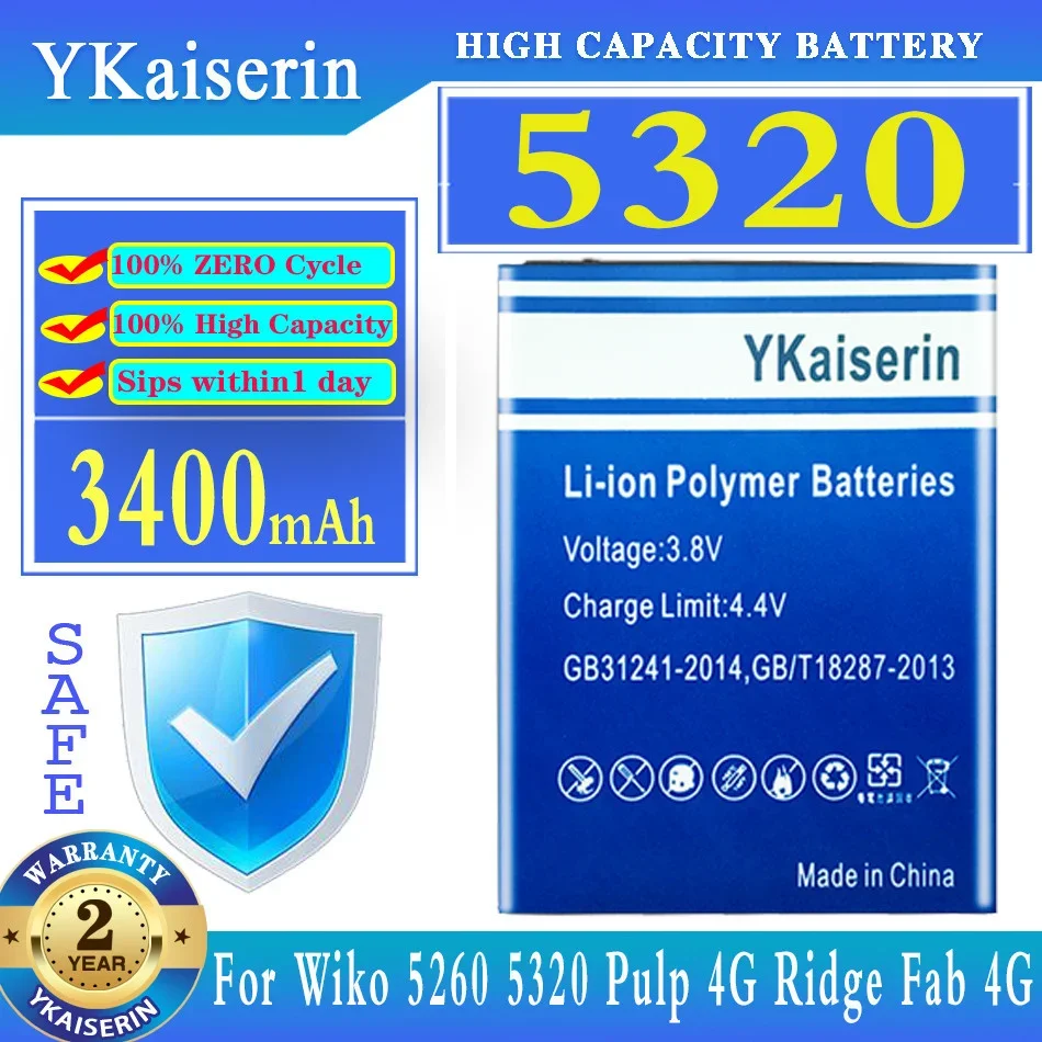 Batteria Ykaiserin 3400Mah Per Wiko 5260 5320 Ridge Fab 4G Polpa