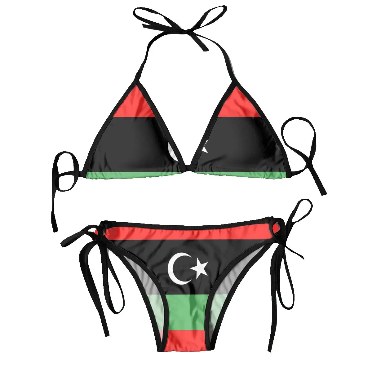 

Women Sexy Bikini Set Bra Halter Thong Swimsuit Beachwear Bathing Libya Flag