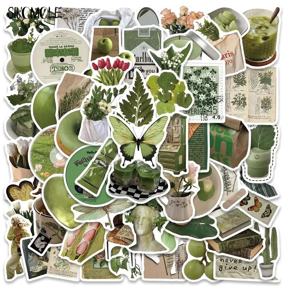 

10/30/62PCS Cartoon Korean INS Wind Olive Green Graffiti Stickers Kawaii DIY Suitcase Skateboard Laptop Luggage Sticker Decals