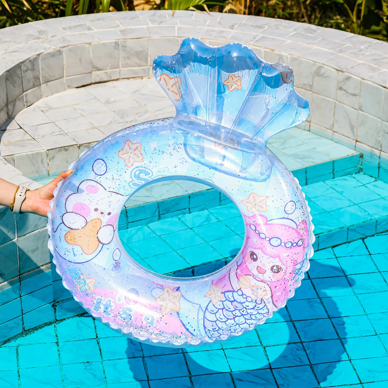 1PC  Transparent shell shape  Baby float  Pool floats kids  Pool float   Children's seat with swimming ring 6