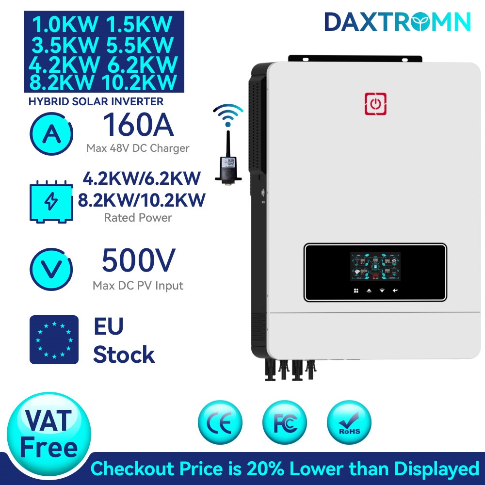 Daxtromn 10.2KW 8.2KW 6.2KW 4.2KW 3KW 1KW Solar Hybrid Inverter 12V 24V 48V 220V 500VDC 160A MPPT Pure Sine Wave Solar inverter