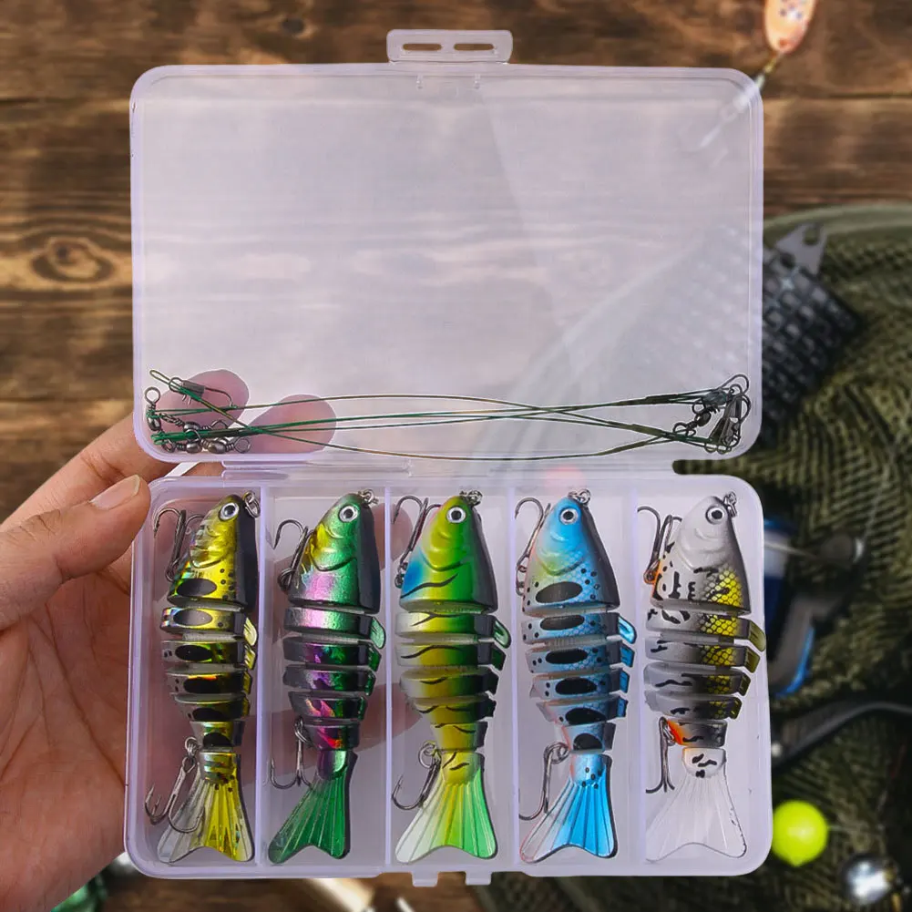 5Pcs Sinking Wobblers Fishing Lures Lifelike Multi Jointed Swimbait Artificial Bait for Pike Bass Trout