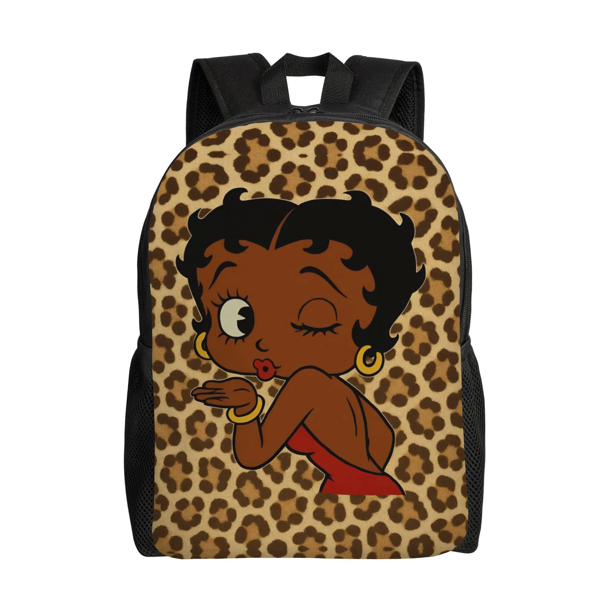 Black B-Betty Boops Backpack for Men Women Teenage High School Work Daypack Laptop Computer Canvas Bags with Pocket 1