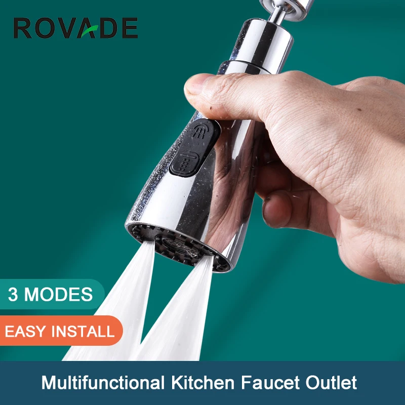 360 Degrees Rotate Kitchen Faucet Head Nozzle Water Saving Faucet High-Pressure 3-Modes Moveable Flexible Tap Head