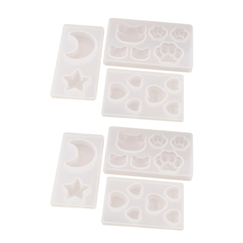 6X Cat Bear Paw Heart Moon Star Silicone Mold Resin Silicone Mould Handmade DIY Jewelry Making Epoxy Resin Molds