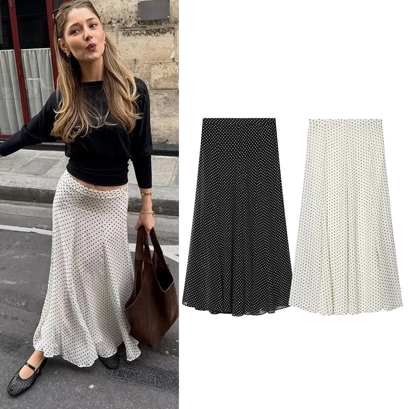 Women's Skirts 2026 New Fashion Spring Summer Polka dot Long Skirt for Women Elegant Chic Personality Versatile Ladies Skirts 1