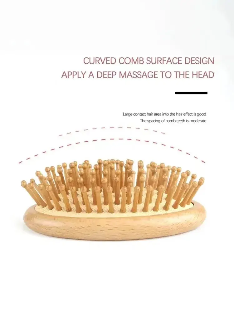 Wooden Massage Comb Mini Brush Massage Detangling Hairbrush No Handle Scalp Care Styling Comb for Straight Curl Hair 3