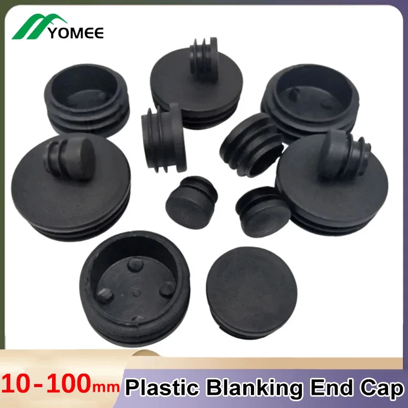 2/4/8/10Pcs Black Round Plastic Blanking End Cap Tube Pipe Chair Leg Pipe Inserts Plug Bung Insert Stopper Dia 10mm-100mm