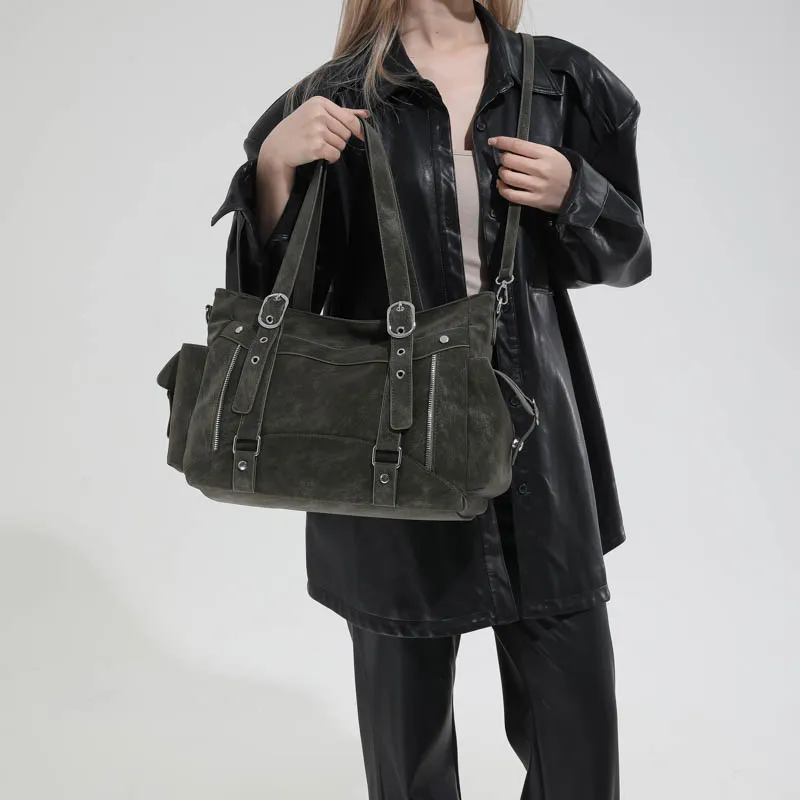 Borsa Tote da Donna con Fibbia Metallica, Grande Capacità, Tracolla Regolabile, Borsa a Spalla Casual Quotidiana, Nuova Tendenza 2026 - immagine 3