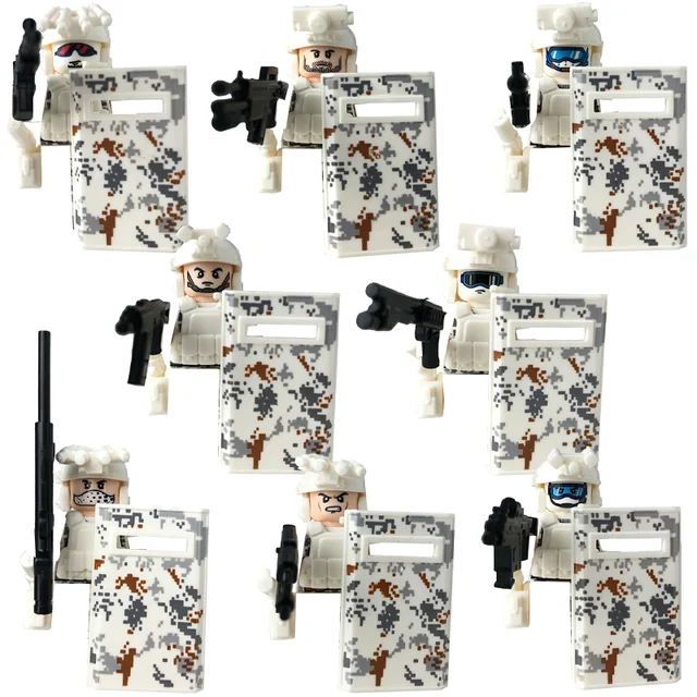Military Special Forces Building Block Sets SWAT Ghost Commando Police Soldiers Army Action FiguresGun Weapons Bricks Kids Toy B 4