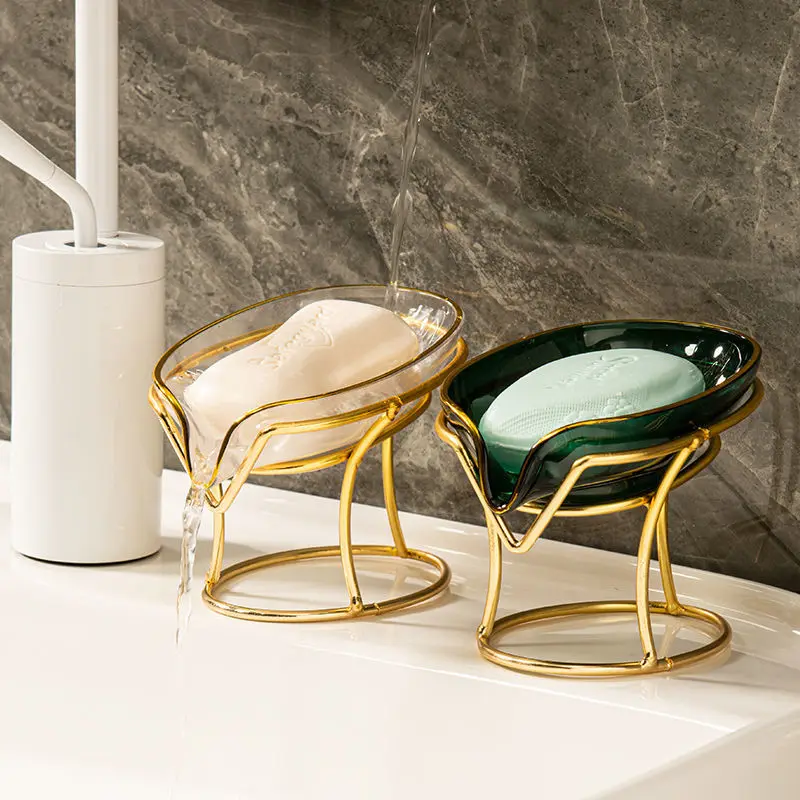 

2023 New Creative Light Luxury Style Soap Box Bathroom Toilet Household Drain Free Perforated Soap Rack Soap Dish Tray
