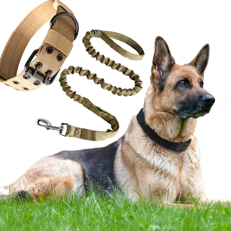 Durable Tactical Dog Collar and Leash Set - Adjustable Nylon for Training Medium to Large Dogs