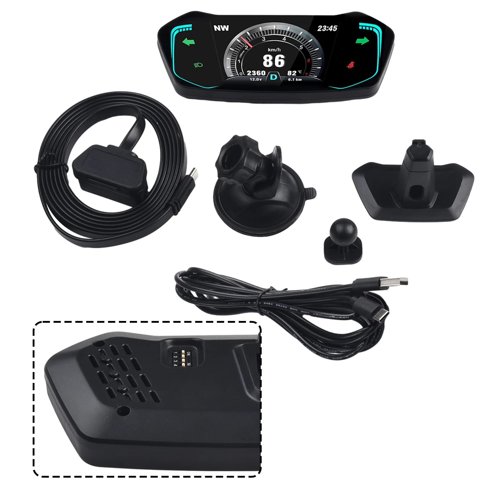 

Car HUD OBD2+GPS HUD Gauge Speedometer Turbo RPM Alarm Temp Integrates More Functions Black Color With APP Display