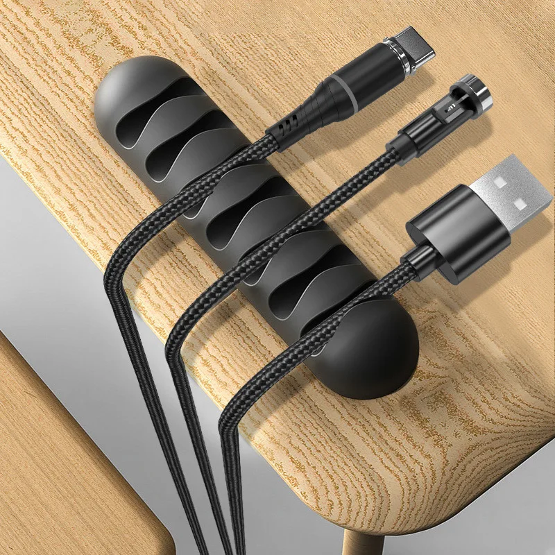 Soporte de Clips de Cable de 7 ranuras, organizador de Cables USB, soportes  de gestión, enrollador de cubo de almacenamiento de escritorio para  escritorios de madera, vidrio y cuero, 1 unidad - AliExpress