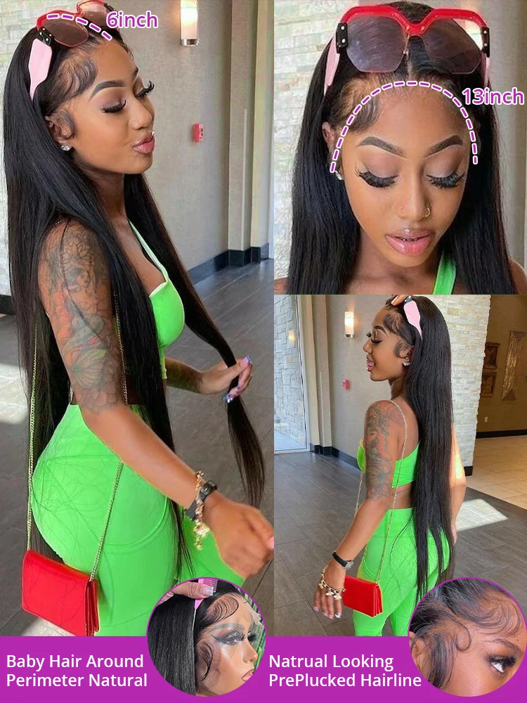 40 50 Inch Bone Straight 360 Lace Frontal 100% Human Hair Wigs HD Frontal Wig 13x6 13x4 HD Lace Front Human Hair Wigs For Women 2