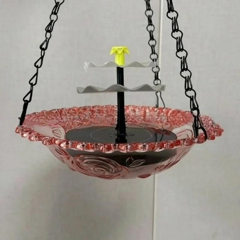 Outdoor Hanging Solar Bird Bath Fountain, 3-Tier Water Feature with Feeder Tray for Hummingbirds, Garden Pond Decor 6