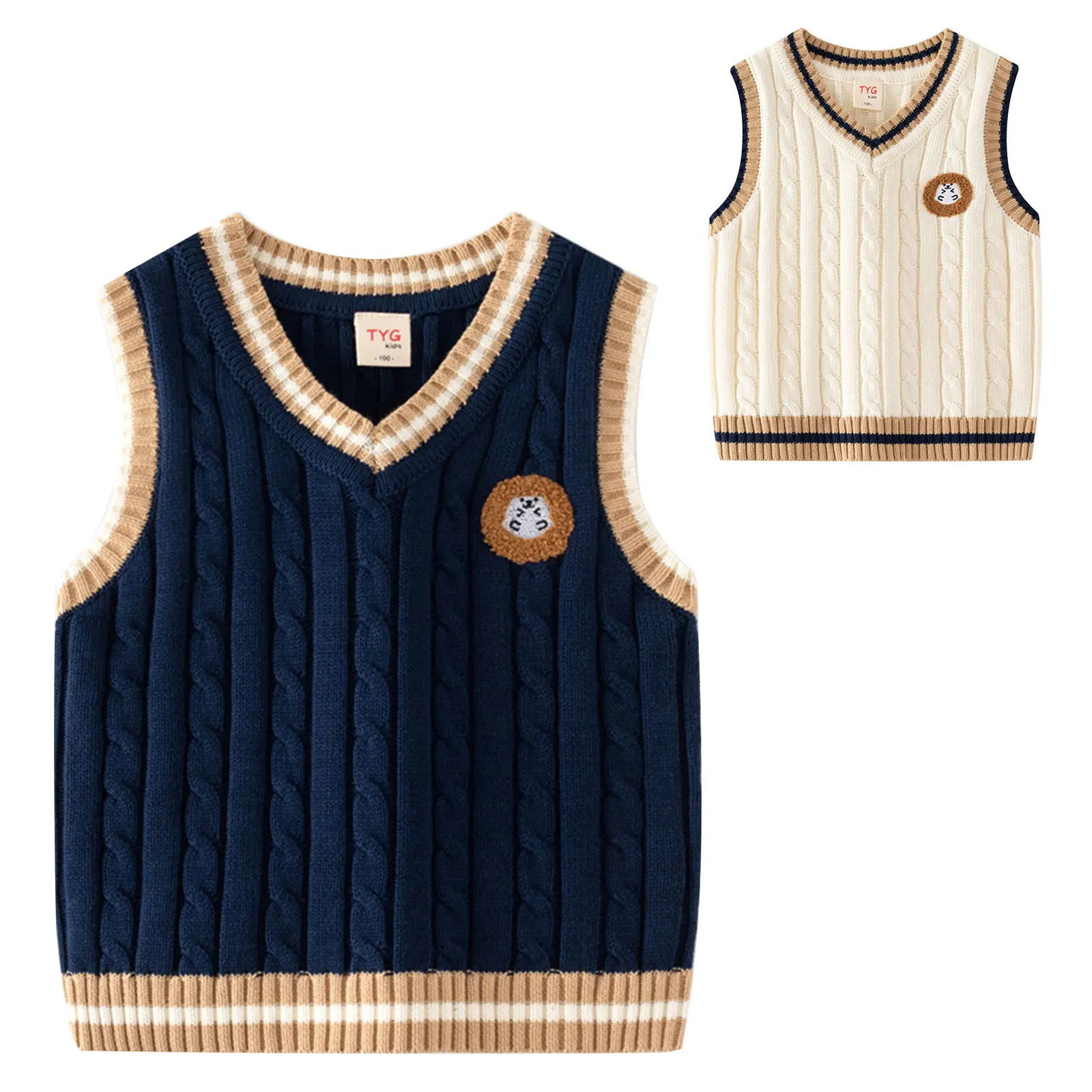 

ZDHoor Boys Toddlers Cotton Outfit V Neck Sweater Vest Sleeveless Knit Tops Pullover Gentleman School Uniform Vest