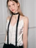 Luna&Dolphin Women Long Narrow Scarf 160X2cm Solid Color Black Chiffon Silk Feeling Headbands Bag Slim Ribbon Choker Streamer 2