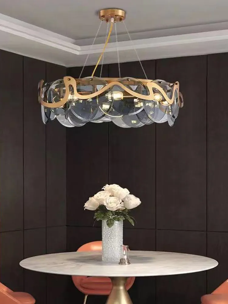 

Modern minimalist living room main light Italian designer luxury dining room bedroom chandelier new 2023P10 glass chandelier G9