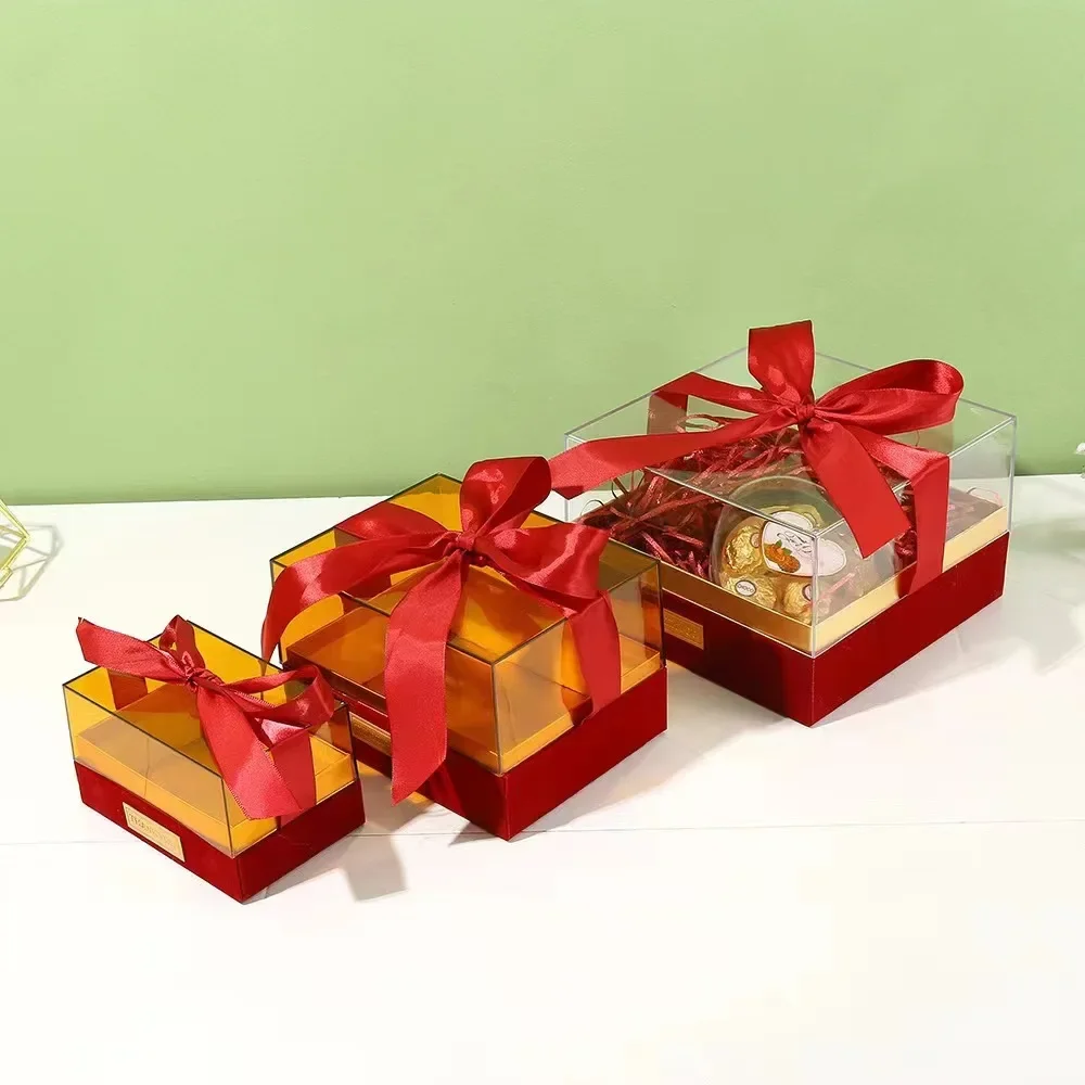 Luxury Transparent Acrylic Gift Box Wedding Birthday Flower