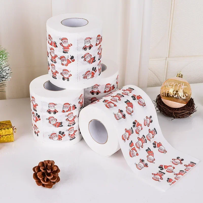 1 Roll Home Decoration Merry Xmas Toilet Paper Christmas Pattern Series Printed Disposable Toilet Paper For Party disposable toilet paper