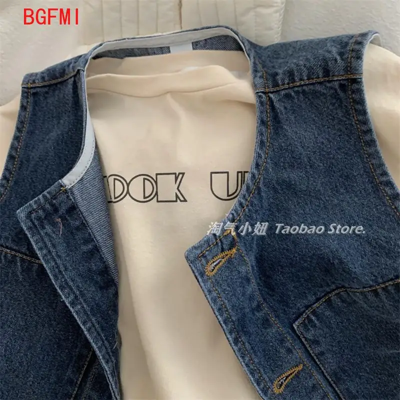Korean 2-7 Year Spring Children Boys Denim Vest Sleeveless Single Breasted V Neck Kid Boys Coat Cotton Thin Baby Vest