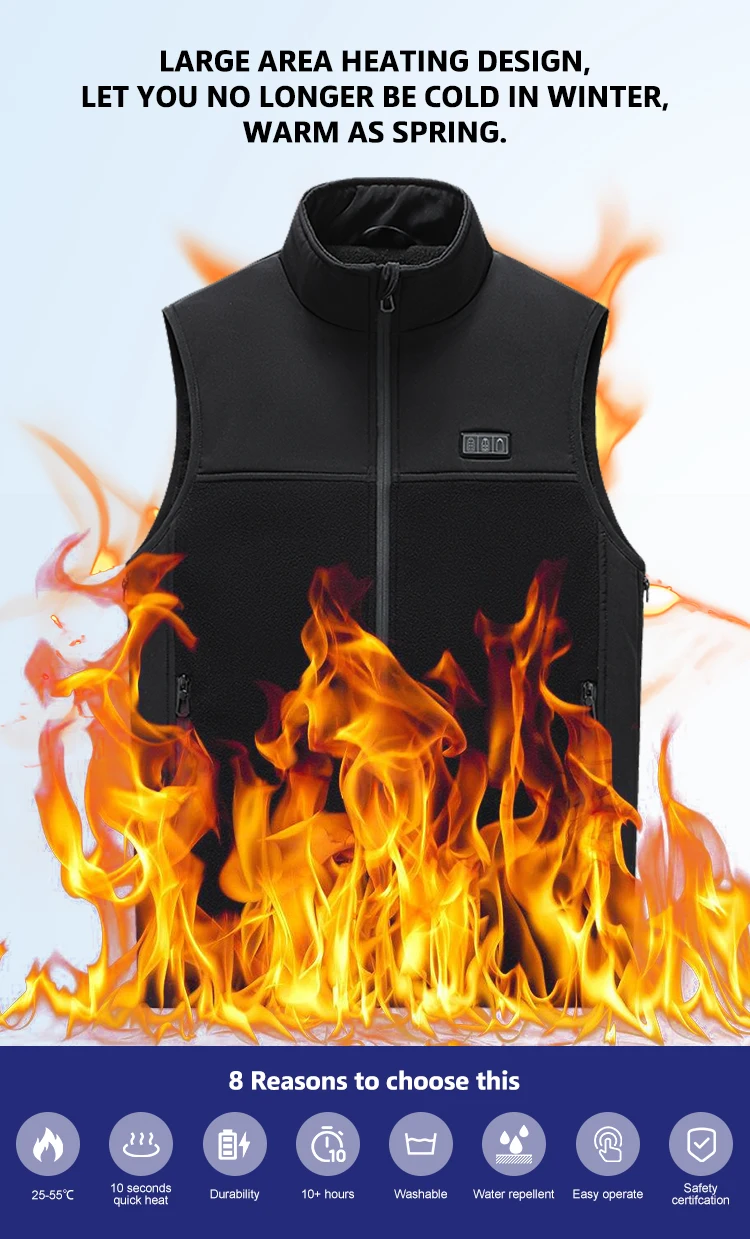 Description Picture 4 of item13 Areas Usb Heated Jacket Electric Heated Vest Heating Vest Heated Bodywarmer Usb Inner Heat Vest Winter Sports Hiking