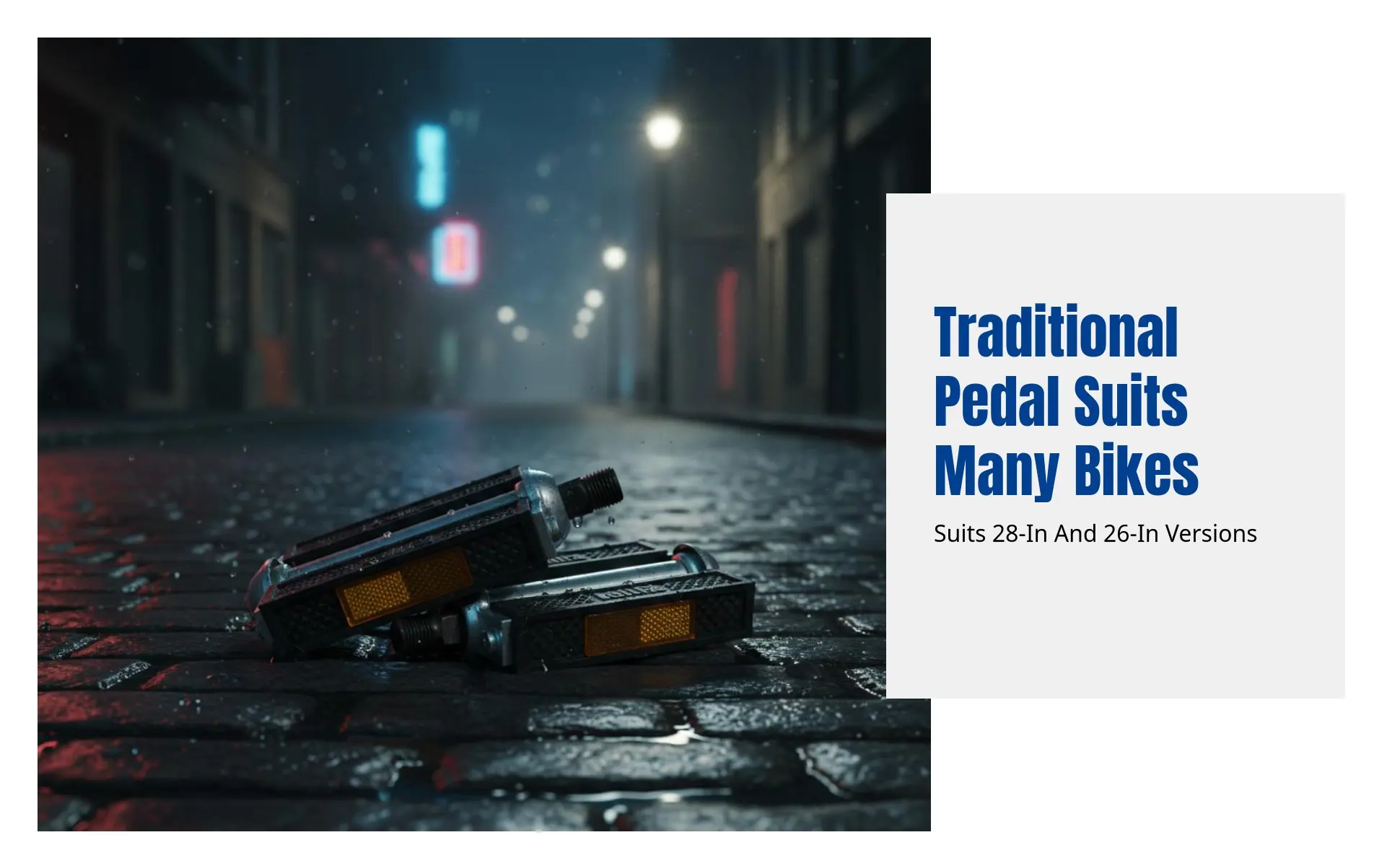 Traditional Bike Pedal, Iron Rubber, Double Bearing, Textured Anti-Slip, Vintage Style, Fits 26cm & 28cm