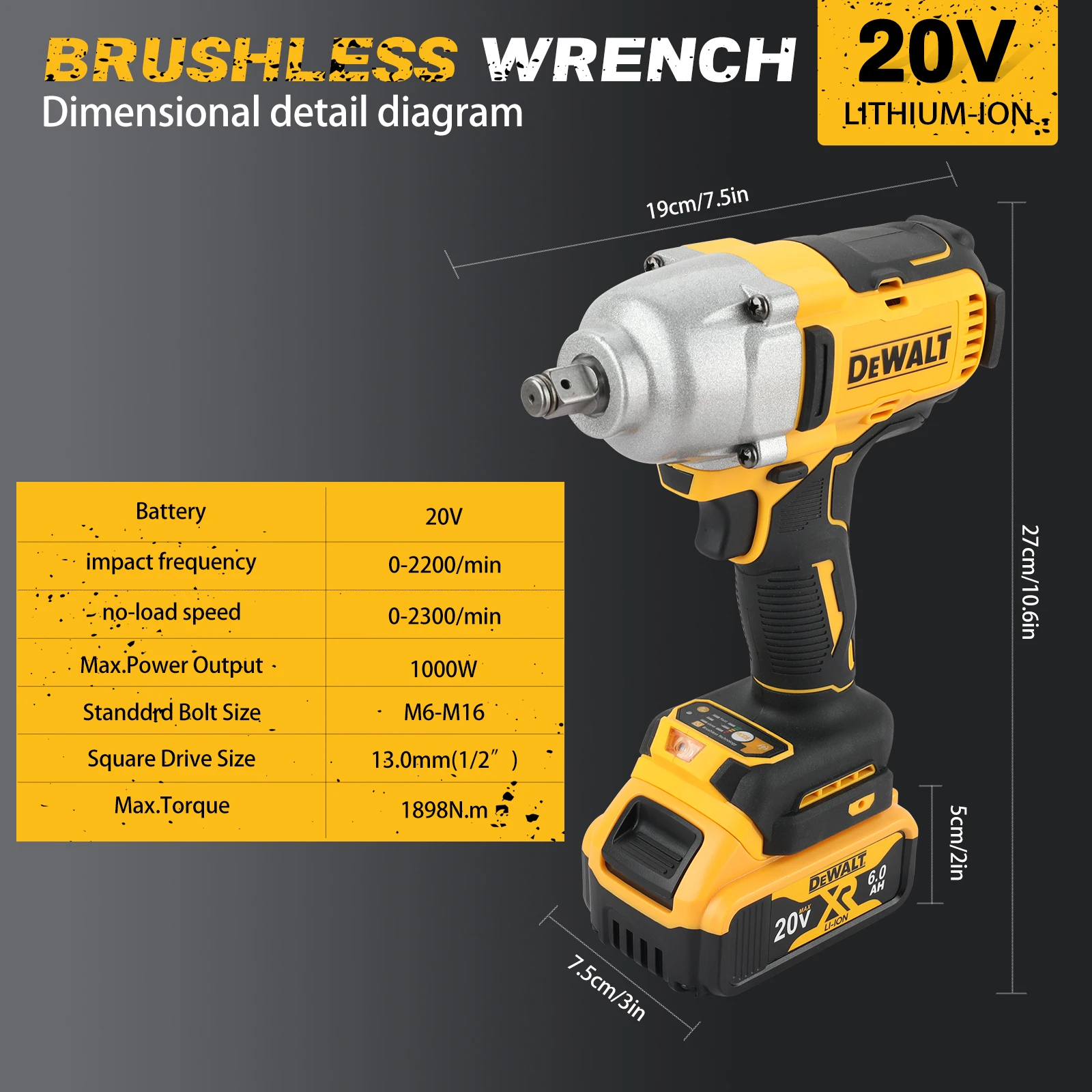 DEWALT DCF900 Impact Wrench 1/2" Inch High 20V Torque With Hog Ring Anvil  Brushless Cordless Wrench Dewalt Power Tools 2