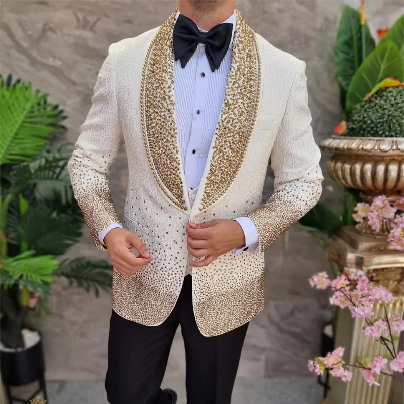 Man Suits 3 PCS Groom Tuxedo Jacket With Pants Vest